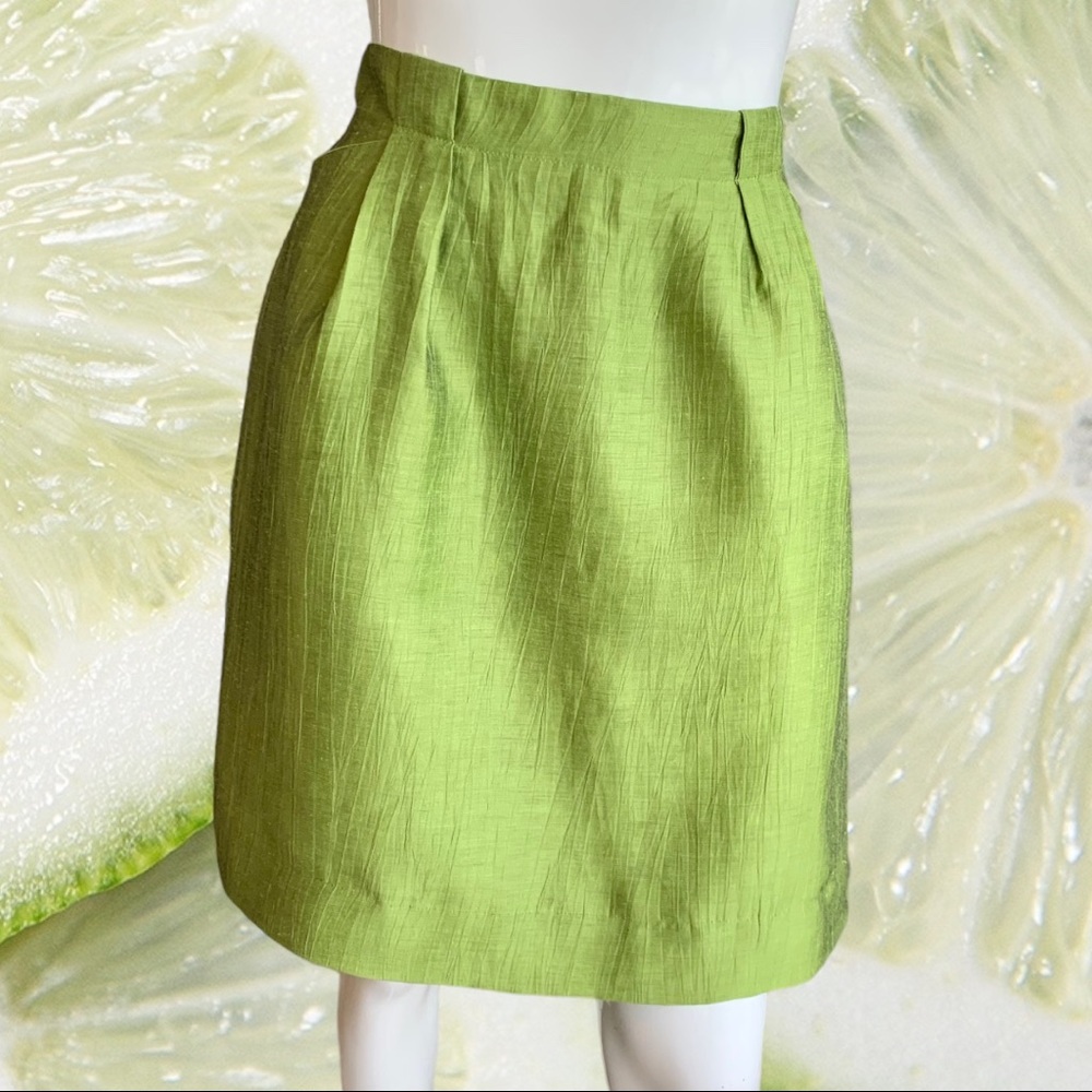 SUNSET RD. LIME GREEN LINEN SKIRT. SIZE 4
